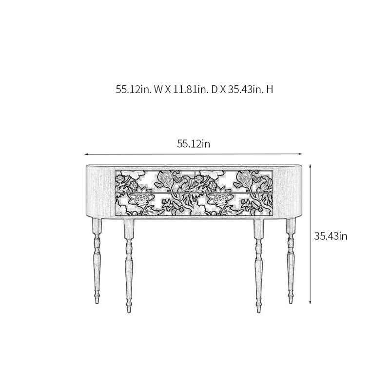 Console Retro Elegant, H 35,43 po x l 55,12 po x P 11,81 po
