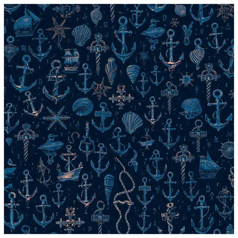 Tapis de bain Nautical Anchor Seashells, L 24 po x L 17 po