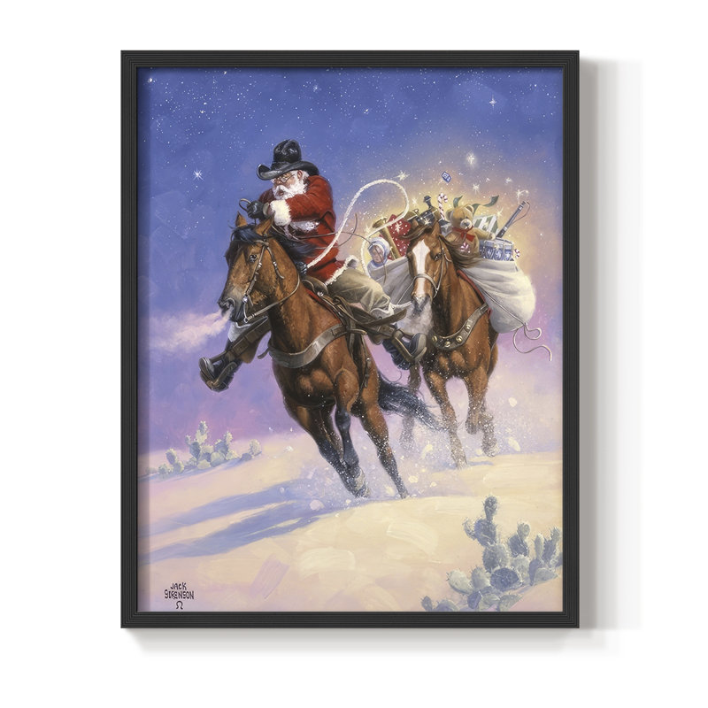 «Santa's Big Ride», reproduction encadrée - bois massif, Black, H 21 po x l 17 po