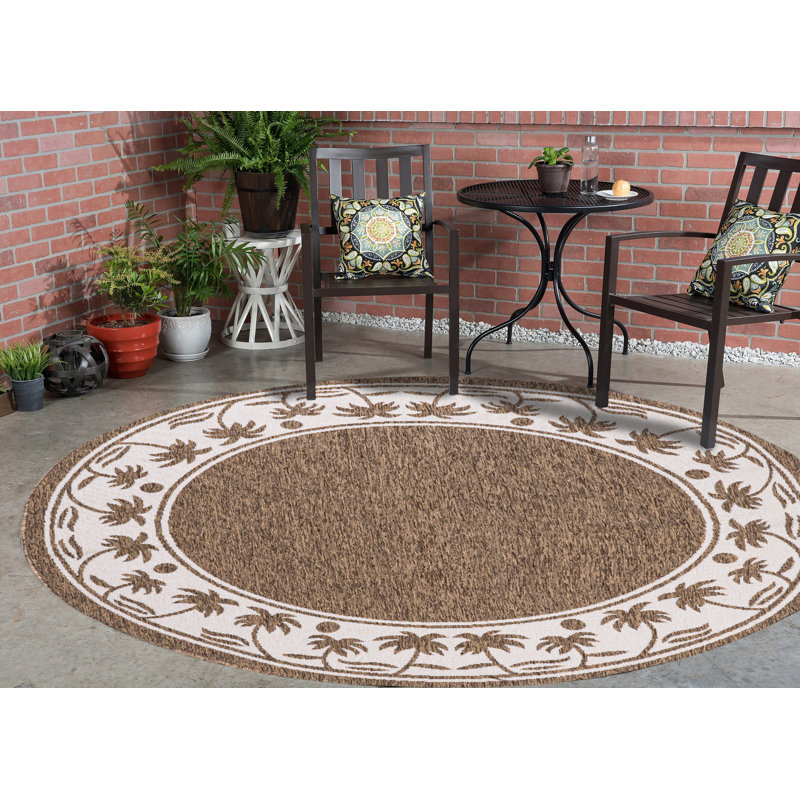 Tapis d'intérieur / extérieur brun Springcreek, Rond 5 pi 2 po