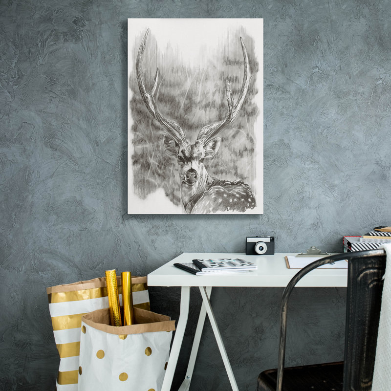 «Chital Deer» par Barbara Keith, art mural sur toile, H 26 po x l 18 po x P 0,75 po
