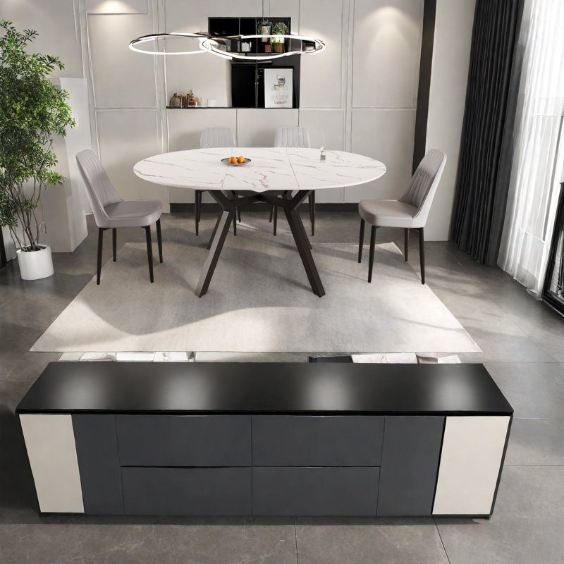 Ensembles de table de salle à manger extensible avec pieds en métal, conception moderne en MDF pour la maison