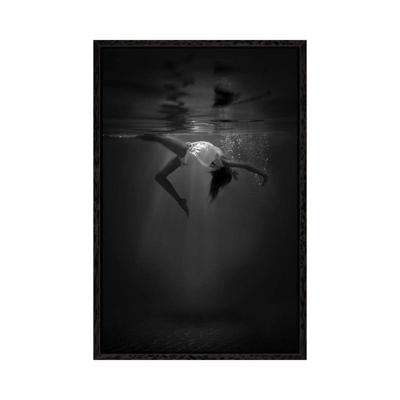 The Little Mermaid 1 Piece Wall Art on Canvas, 66.04 cm H x 45.72 cm W, Black Framed