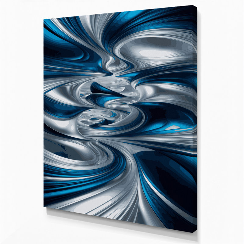 Paysage abstrait, art mural bleu sur toile 38, H 14 po x l 11 po