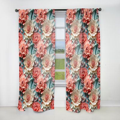 Corail Serenade motif tropical IV - rideau en velours tropical - obscurcissant - 1 panneau