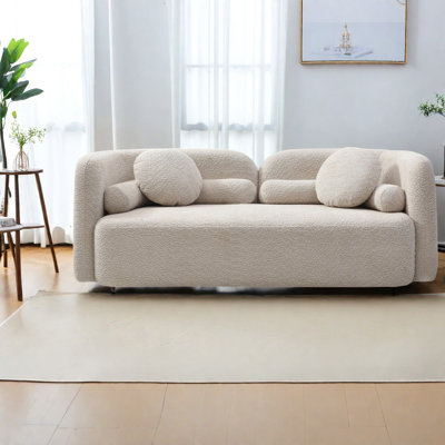 Canapés modernes beige clair, revêtement Boucle, pour le salon et le bureau personnel