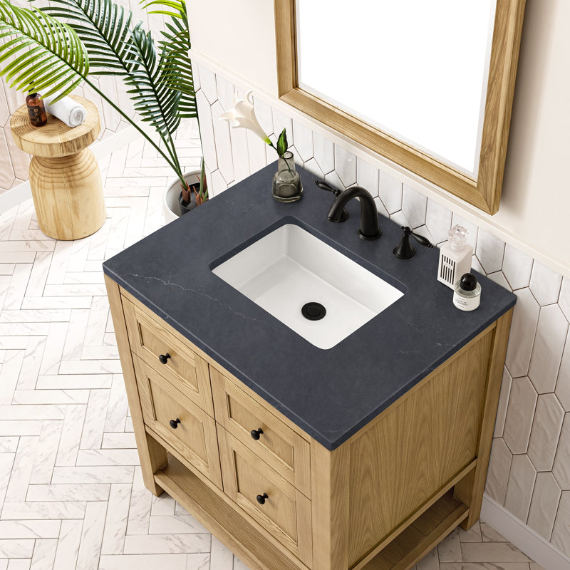 Breckenridge 30'' W Single Vanity, Charcoal Soapstone, Light Natural Oak, 8" Widespread