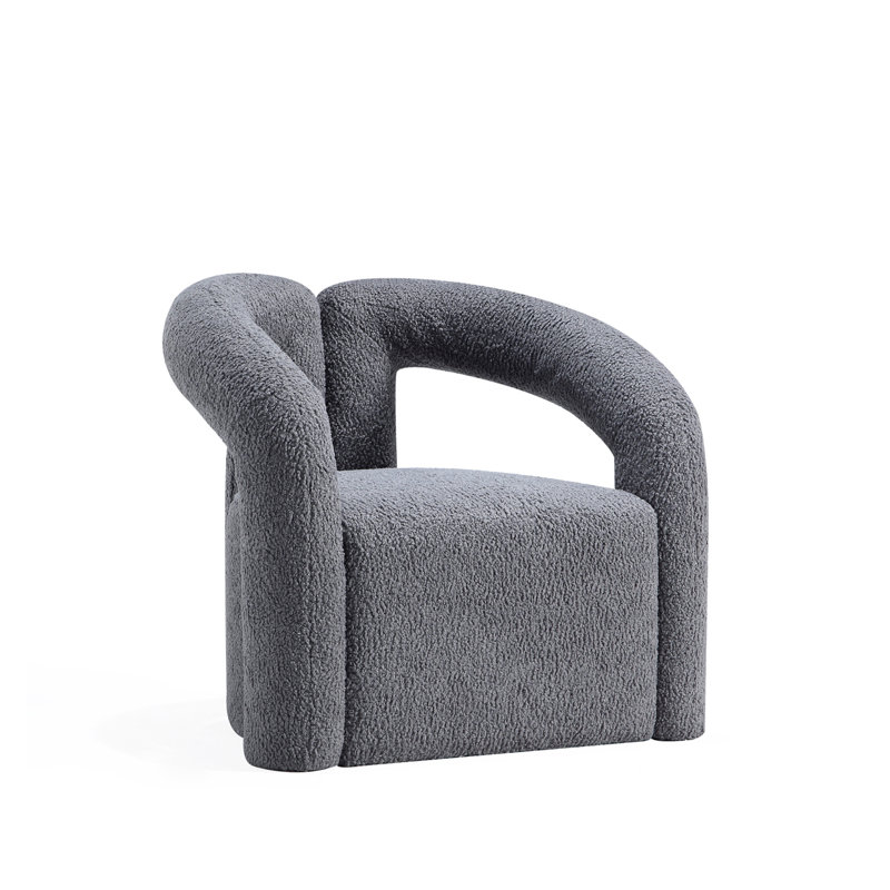 Fauteuil demi-tonneau gris Darian, Boucle gris