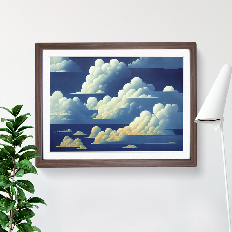 Desirable Clouds - Single Picture Frame Print, 46cm H x 64cm W, Walnut