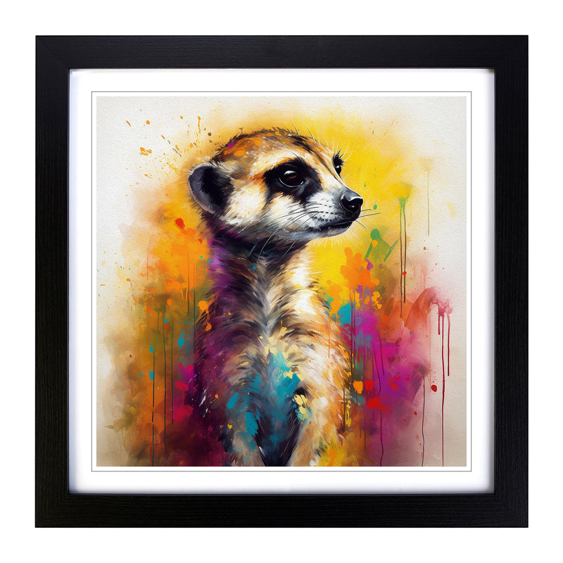 Meerkat Gestural Art No.1 - Framed Print, Black