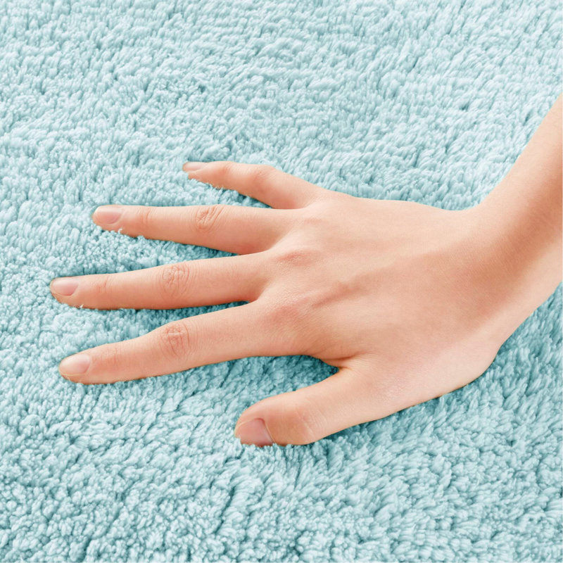 1 PCS 100% Cotton Tufted 3000 GSM Reversible Bath Rug Blue, Rectangle 2' x 3'8"