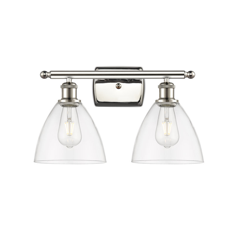 Éclairage pour meuble-lavabo 2 lumières Shauna, DEL, Transparent, Nickel poli