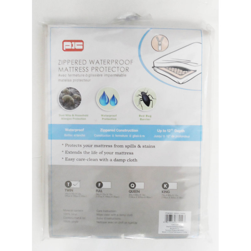 Housse de protection imperméable pour matelas avec fermeture à glissière, Double