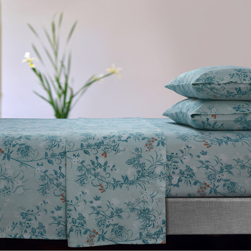 Katy Flannel Sheet Set, Blue, King + 2 Pillowcases