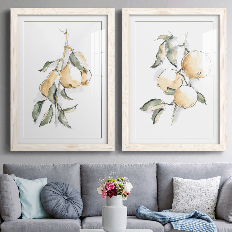 «Watercolor Fruit Contour I», reproduction encadrée de qualité supérieure - prête à être accrochée, Blanc