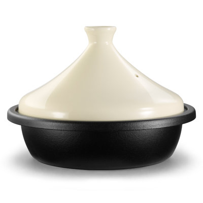 Moroccan Tagine - Enameled Cast Iron Base - Ceramic Lid - Ivory
