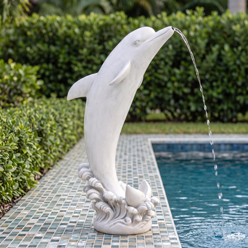 Statue de dauphin tropical sautant