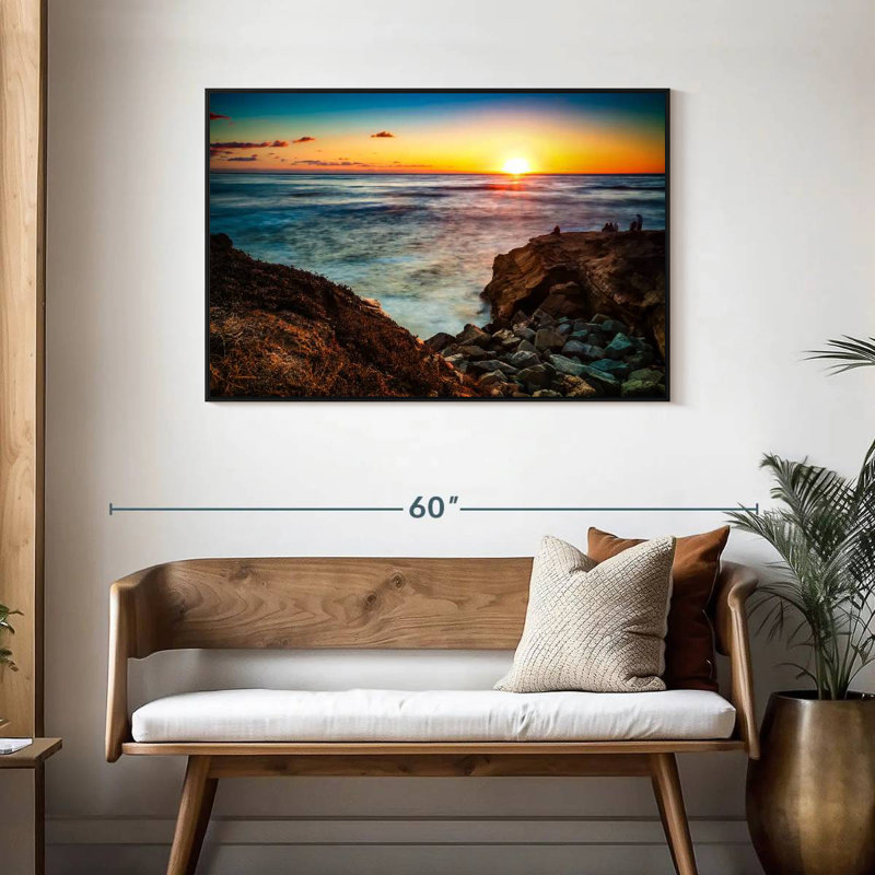Coucher de soleil La Jolla Zabala, Cadre flottant noir, 43 po x 29 po