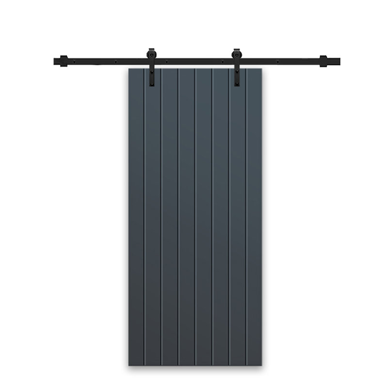 Porte de grange en bois manufacturé à panneaux avec trousse de quincaillerie d'installation, 36 po x 84 po, Gris anthracite