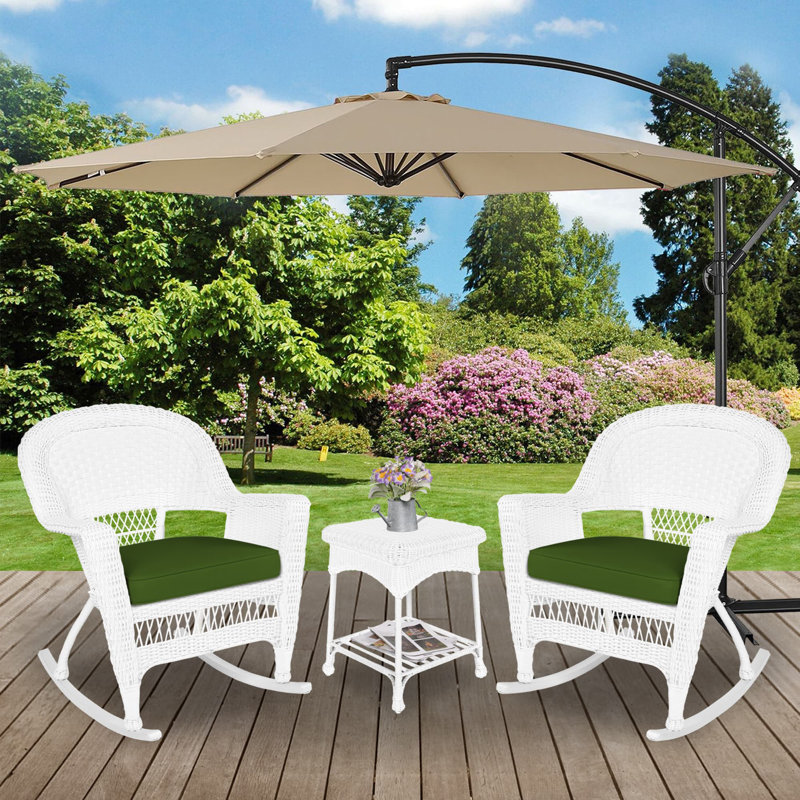 Starner 2 - Person Patio Conversation Set with Cushions, White, Hunter Green