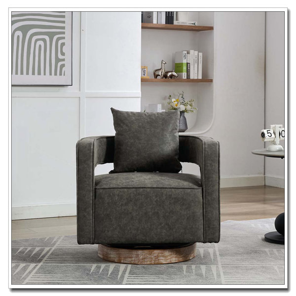 Latitude Run® 29.1"W Swivel Accent Open Back Barrel Chair Modern Comfy ...