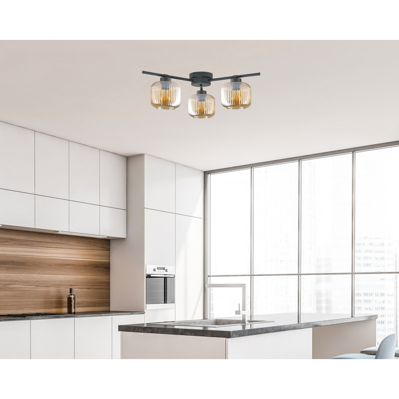 Foton 3-light Flush Mount, Brown