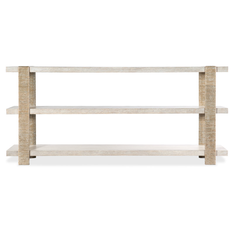 Beige and White Oak Veneer Rectangular Console Table with Storage