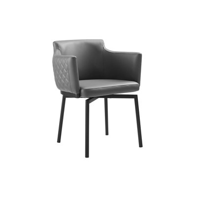 Suzzie 180 Swivel Arm Dining Chair In Gray Pu-Leather