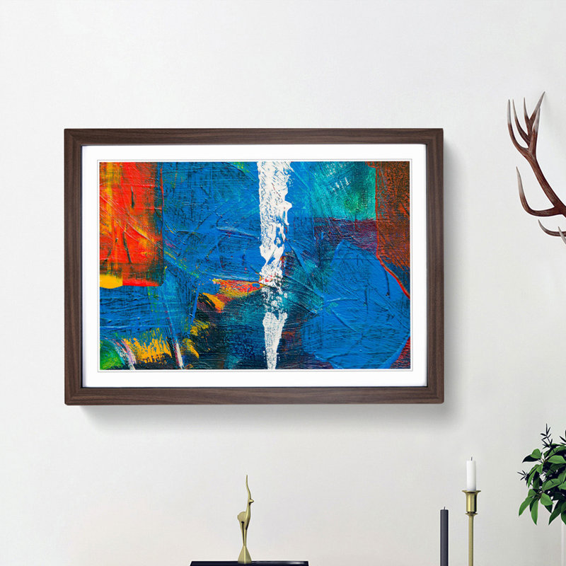 Abstract Art Painting Vol.444 by S.Johnson - Framed Print, 62cm H x 87cm W x 2cm D, Walnut Framed