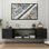 Floating TV Wall Mount Stand For 80 Inch Tvs - Sturdy Wood Console, High Weight Capacity & Hidden Cable Management, Contemporary Style