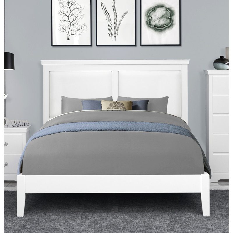 Vegan Leather Standard Bed, White, Queen