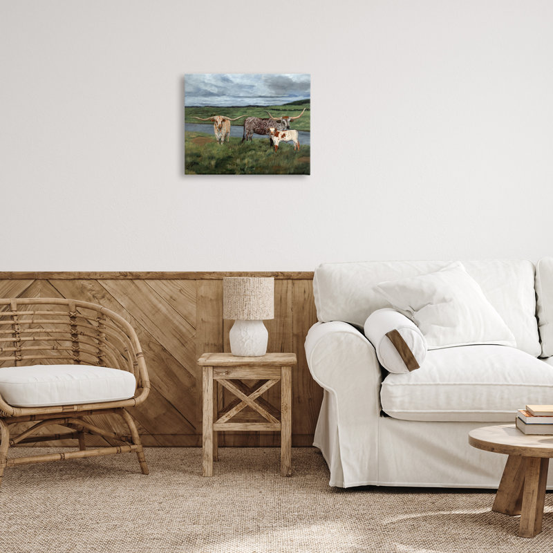 Art mural sur toile "Longhorn", par Kathy Winkler, H 16 po x l 20 po