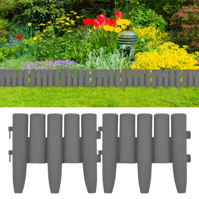 vidaXL Lawn Edgings 36 pcs Gray 393.7" PP