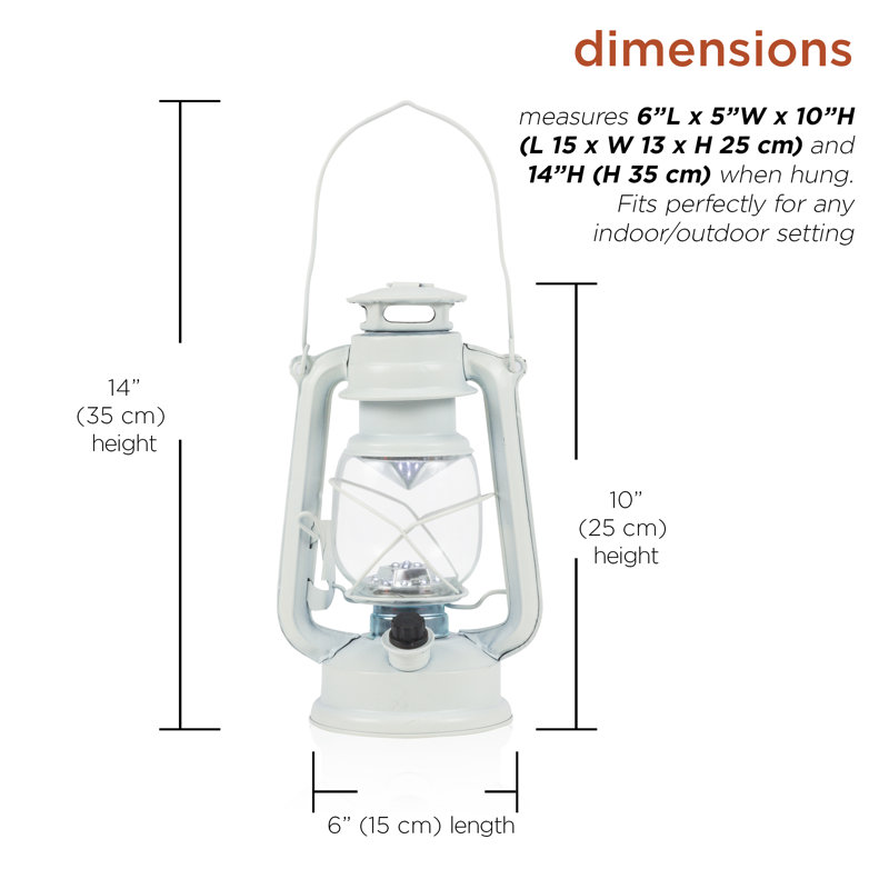 White 14'' Vintage Style LED Hurricane Lantern