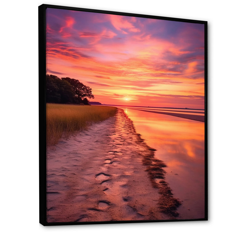 «Sunset On Beaufort Beach South Carolina», reproduction sur toile, H 44 po x l 34 po x P 1,5 po, Cadre flottant noir