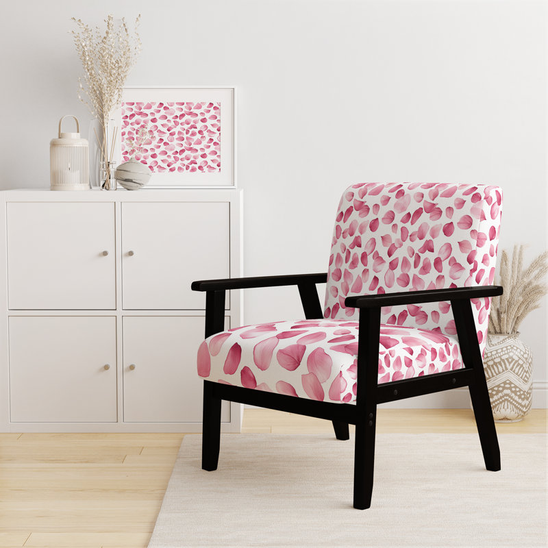 Chaise rembourrée Teens Floral, Accoudoirs carrés noirs