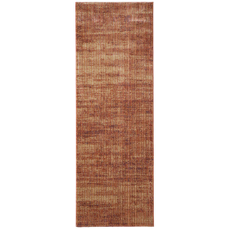 Esser Modern Solid, Accent Rug, Runner 2'6" x 7'3", Brown/Red/Tan