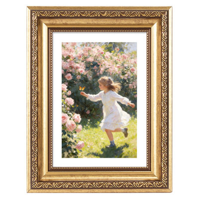  Vintage 5x7 Picture Frame with 4x6 Mat, Elegant Retro 5 by 7 Photo Frame for Wall or Tabletop Display, 1 Pack