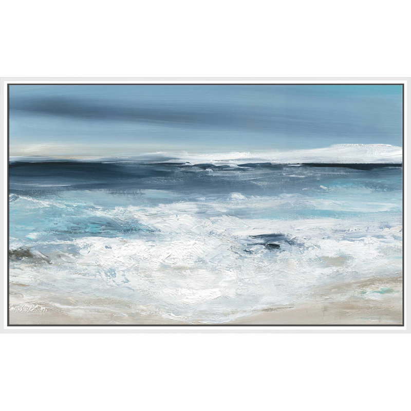 Long Beach par - Peinture, H 39,5 po x l 63,5 po x P 2 po, Cadre flottant blanc