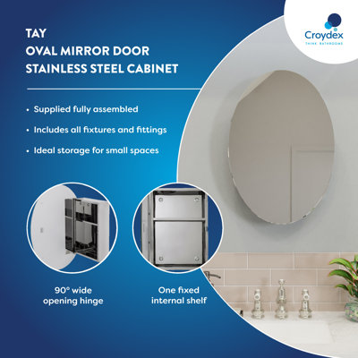 Fife 450 mm W 650 mm H Surface Mirrored Bathroom Cabinets with Mirror and 1