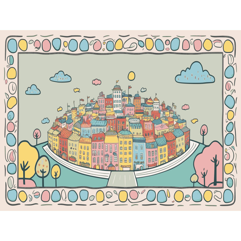 Harriet Bee City Scape Rug, Rectangle 2' x 3'