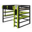 Contemporary High-Rise Bed Frame with Combo Study Area, Side Mount Rack, Versatile Storage Shelves, and Programmable LED Effects-1127050422