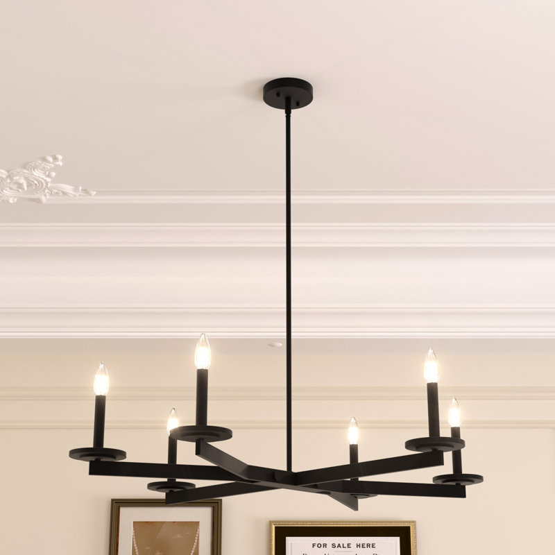 Gemmalynn 6 - Light Steel Dimmable Classic / Traditional Chandelier, Matte Black