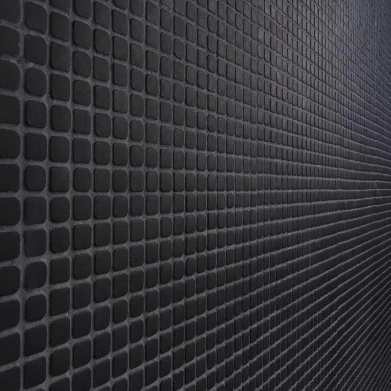 Venini .5" Mini Square Frosted Glass Mosaic Tile, Black