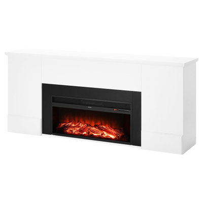 75 Inch Freestanding Fireplace Stove, 1500W 5120Btu, Adjustable Flames, Overheating Protection, Real - Time Temperature Display, For Living Room Fake Fireplace, 3D Flame Effect, Brightness,