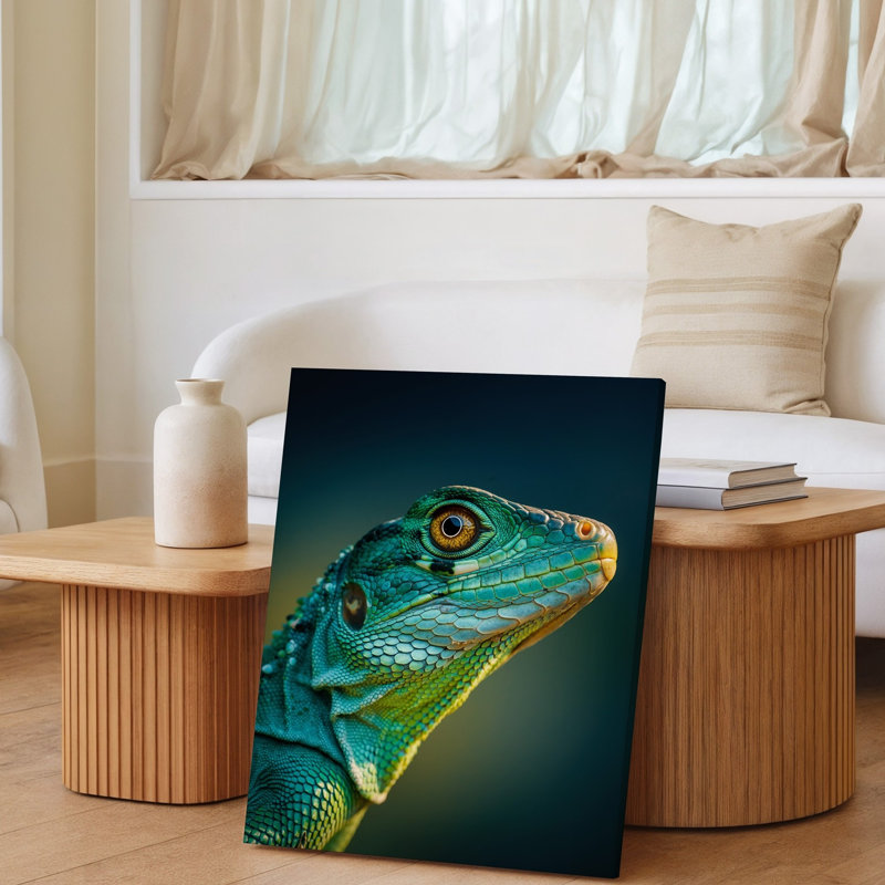 Toile, portrait rapproché d'un reptile vert vif mettant en vedette des échelles complexes qui scintillent avec une variété de nuances