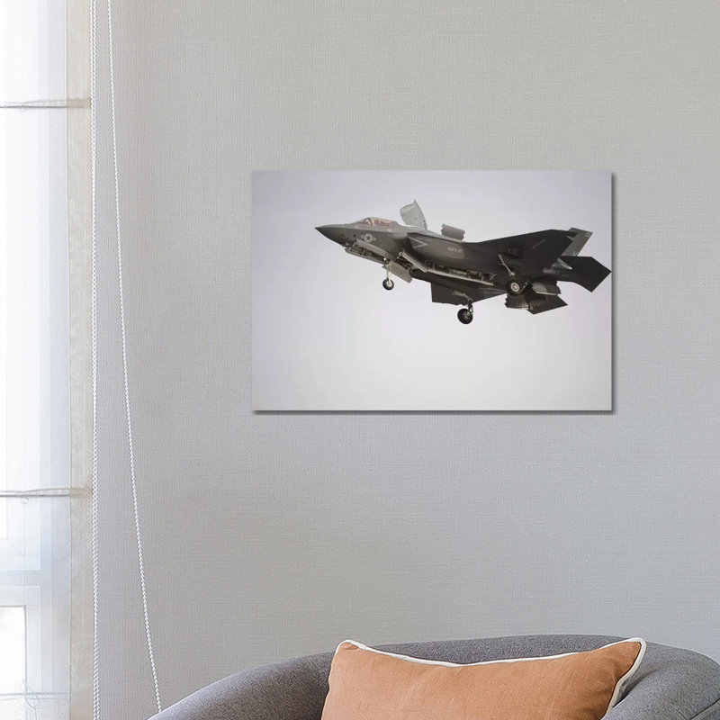 An F-35B Lightning II Joint Strike Fighter Prepares to Make a Vertical Landing 1 Piece Wrapped Canvas Wall Art