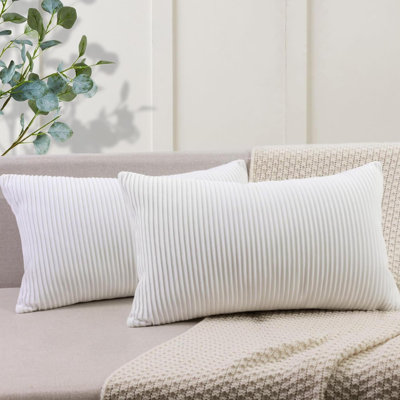 Ensemble de 2 housses de coussins rayés en velours - coussins décoratifs doux pour la décoration intérieure, housses de coussins décoratifs de luxe pour canapé, lit, salon