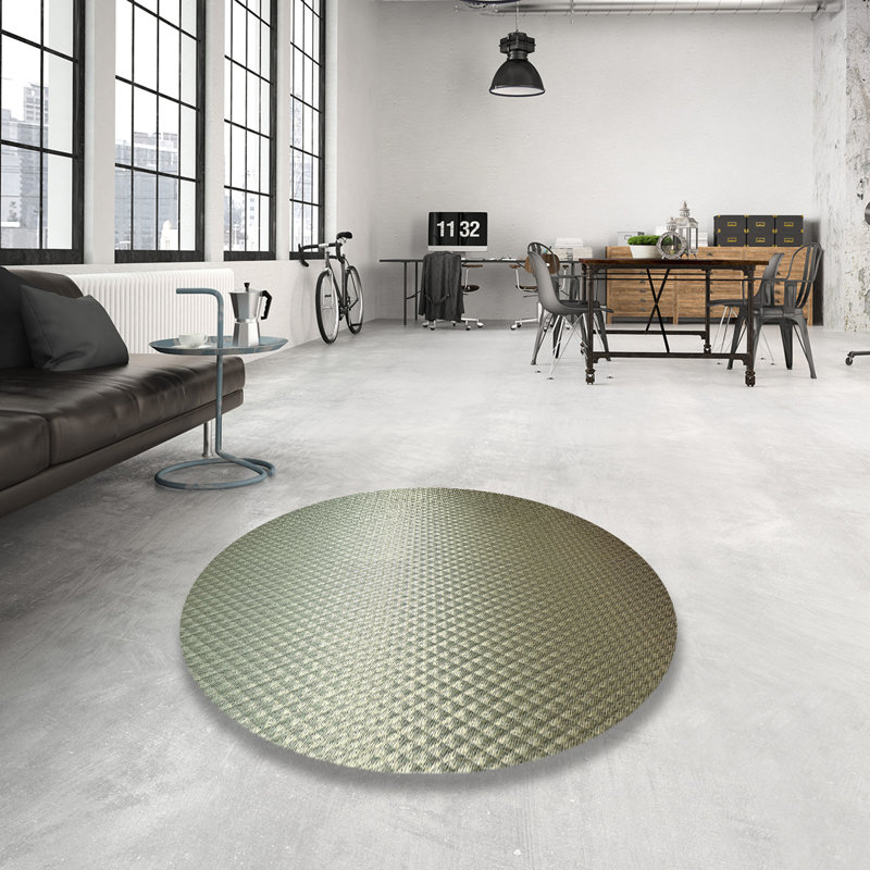 Tapis géométrique vert, Rond 6 pi