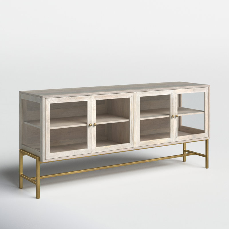 Warner 70'' Gold and White Wood Glass Sideboard